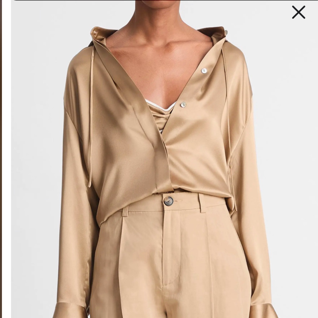 Vince Silk Hooded Button Front Shirt